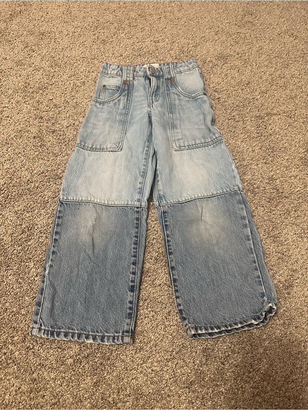 Zara Two-Tone Light and Medium Blue Patchwork Jeans